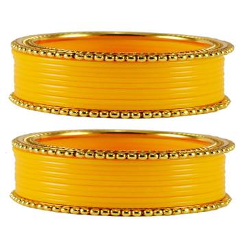 Extra Large Size  Brass & Acrylic Bangles Color Yellow 1