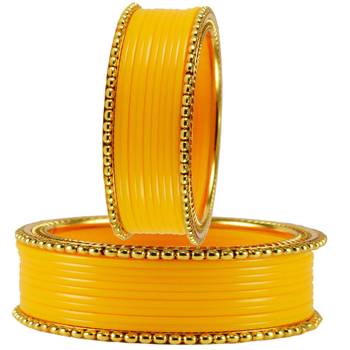 Extra Large Size  Brass & Acrylic Bangles Color Yellow 2