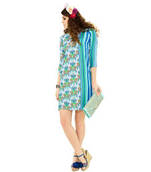 Sky blue and white printed cotton rayon kurti