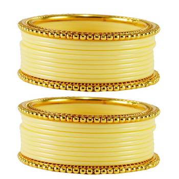 Extra Large Size  Brass & Acrylic Bangles Color Cream 1