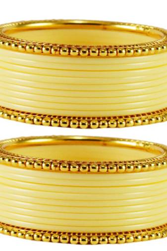 Extra Large Size  Brass & Acrylic Bangles Color Cream