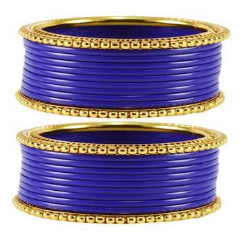 Extra Large Size  Brass & Acrylic Bangles Color Blue 1