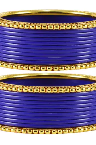 Extra Large Size  Brass & Acrylic Bangles Color Blue