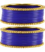 Extra Large Size  Brass & Acrylic Bangles Color Blue