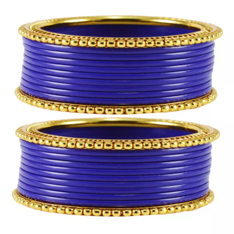 Extra Large Size  Brass & Acrylic Bangles Color Blue