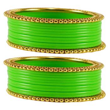 Extra Large Size  Brass & Acrylic Bangles Color Green 1