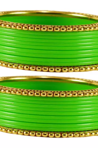 Extra Large Size  Brass & Acrylic Bangles Color Green