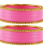 Extra Large Size  Brass & Acrylic Bangles Color Pink