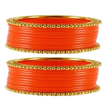 Extra Large Size  Brass & Acrylic Bangles Color Orange 1
