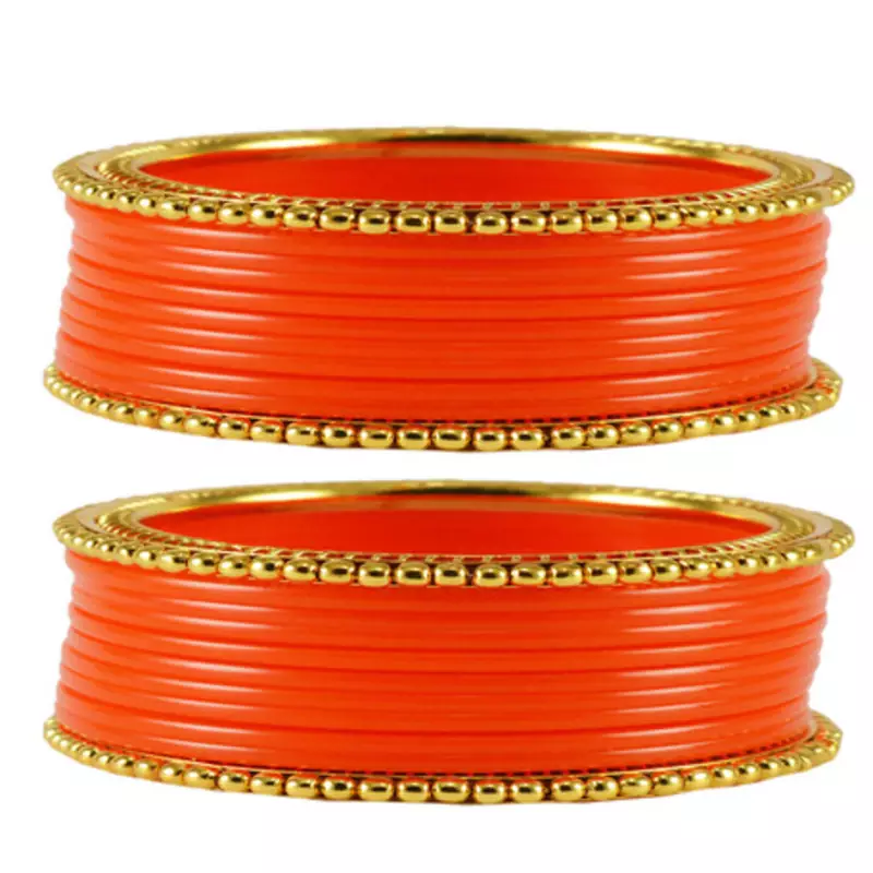 Extra Large Size  Brass & Acrylic Bangles Color Orange