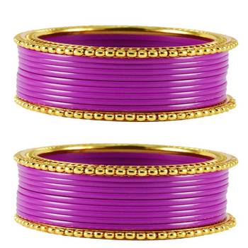 Extra Large Size  Brass & Acrylic Bangles Color Purple 1