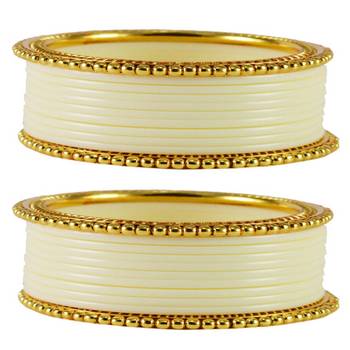 Extra Large Size  Brass & Acrylic Bangles Color White 1
