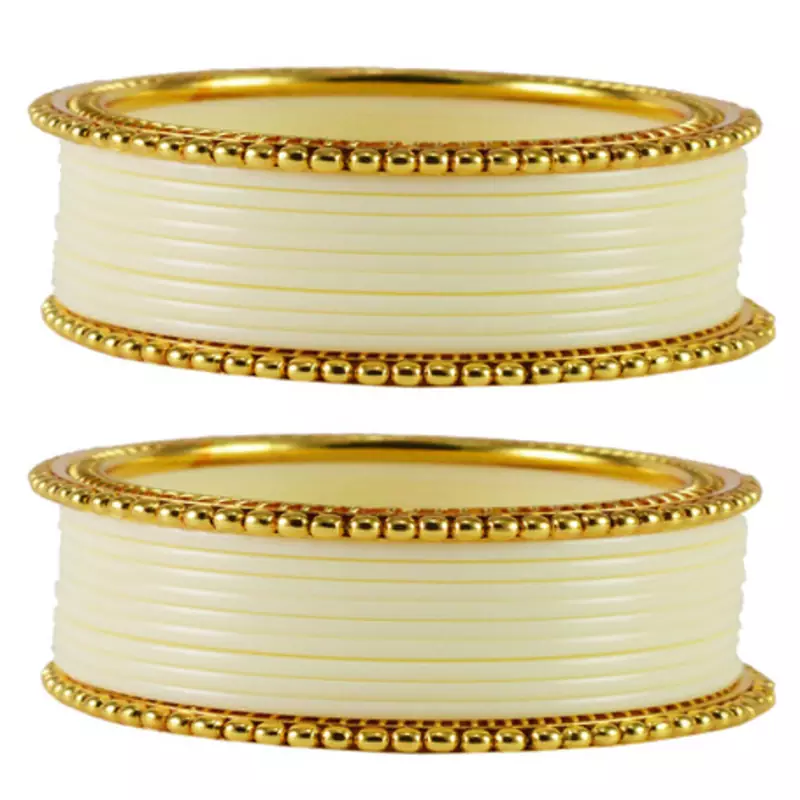 Extra Large Size  Brass & Acrylic Bangles Color White