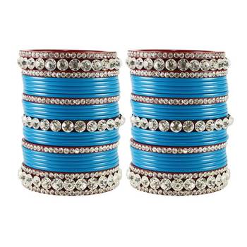 Extra Large Size  Acrylic Bangles Color Light Blue & Maroon 1