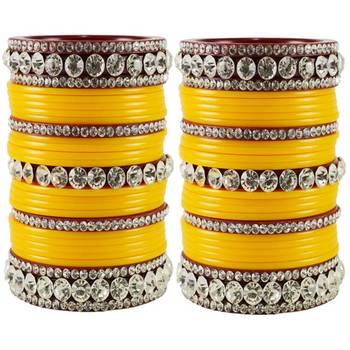 Extra Large Size  Acrylic Bangles Color Yellow & Maroon 1