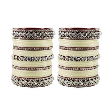 Extra Large Size  Acrylic Bangles Color Cream & Maroon 1