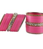 Extra Large Size  Brass & Acrylic Bangles Color Pink & Golden
