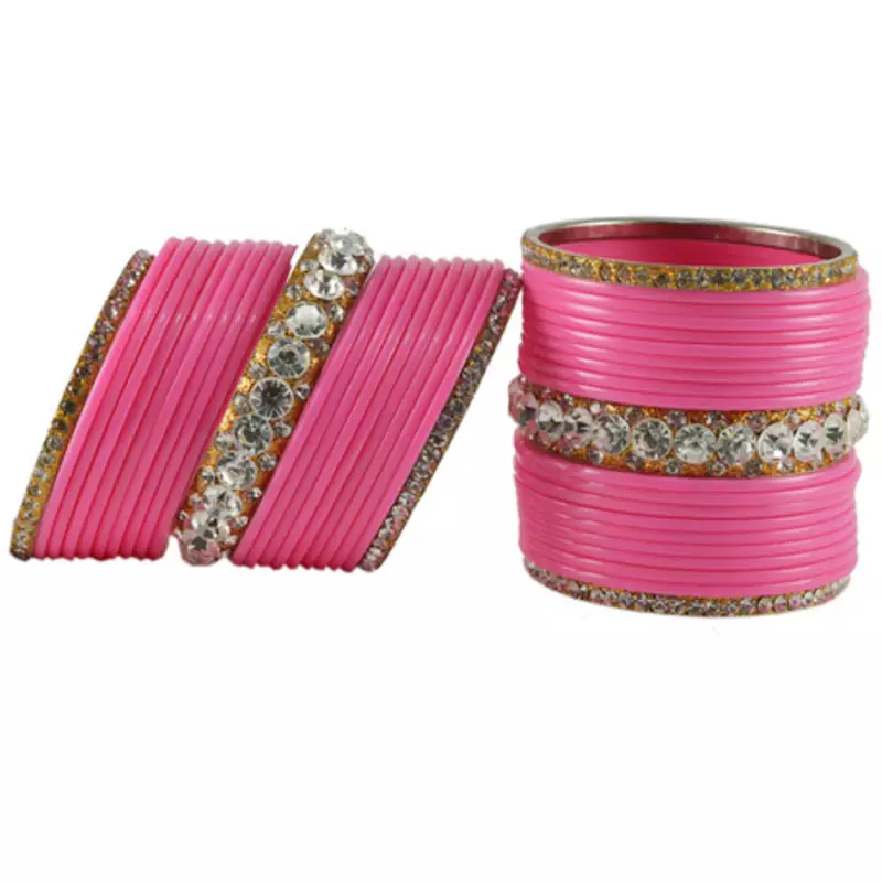 Extra Large Size  Brass & Acrylic Bangles Color Pink & Golden