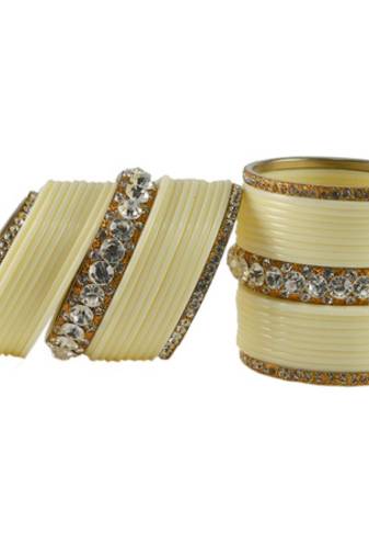 Extra Large Size  Brass & Acrylic Bangles Color Cream & Golden