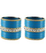 Extra Large Size  Brass & Acrylic Bangles Color Light Blue & Golden
