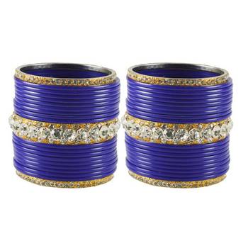 Extra Large Size  Brass & Acrylic Bangles Color Blue & Golden 1