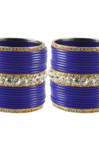 Extra Large Size  Brass & Acrylic Bangles Color Blue & Golden