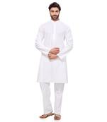 Men's Cotton Plain White Kurta Pyjama