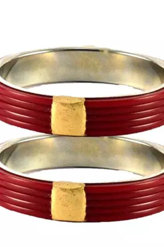 Extra Large Size  Brass & Acrylic Bangles Color Maroon