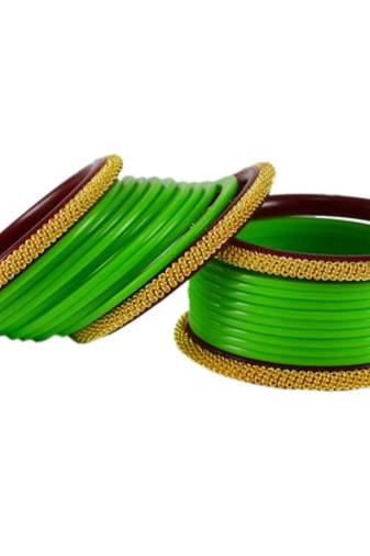 Extra Large Size  Brass & Acrylic Bangles Color Green
