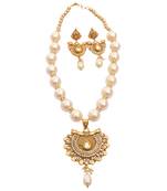 Royal Pearl Boat Shaped Neck Piece & Earrings For Women