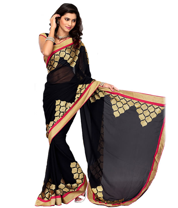 Dani Fashions Madhubala Black Embroidered Saree
