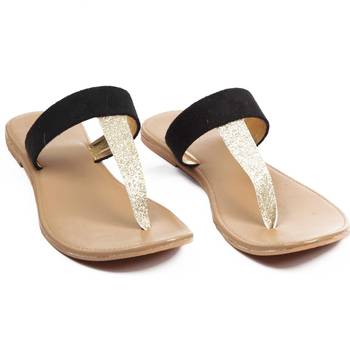 Brown and Glossy Golden T style Flat 1