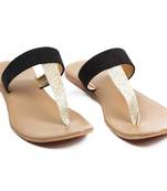 Brown and Glossy Golden T style Flat