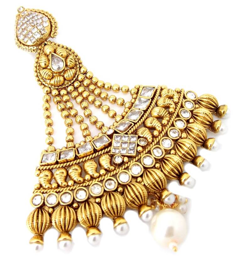 muslim bridal gold pearl jhoomar passa hair accessory