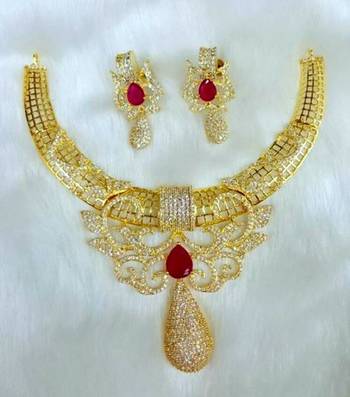 Gorgeous Fine Cz Ruby Necklace Set 1