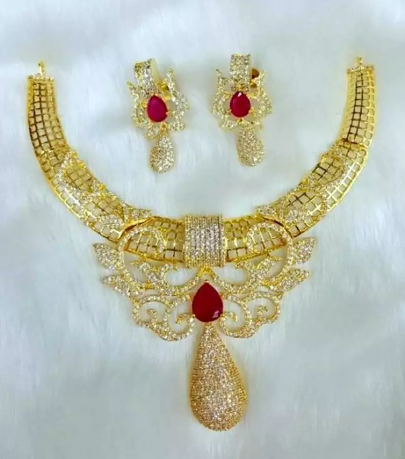 GORGEOUS FINE CZ RUBY NECKLACE SET