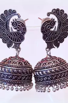 Tribal german silver jhumka earring