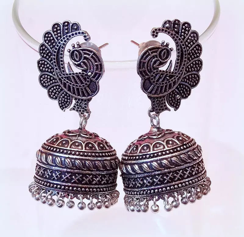 Tribal german silver jhumka earring
