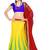 Yellow plain net unstitched lehenga-choli