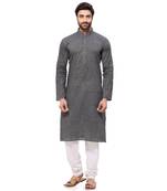 Men's Handloom Gray Kurta Pyjama