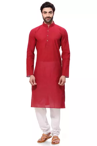Men's Handloom Red Kurta Pyjama