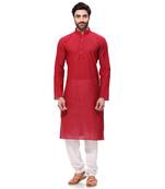 Men's Handloom Red Kurta Pyjama