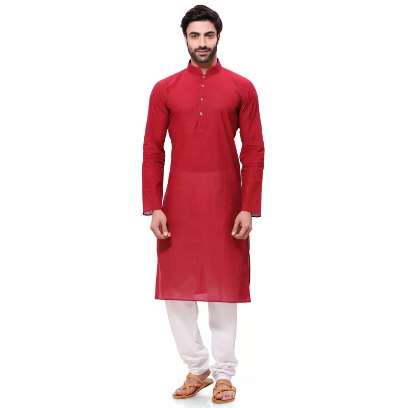 Men's Handloom Red Kurta Pyjama