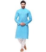 Men's Handloom Light Blue Kurta Pyjama