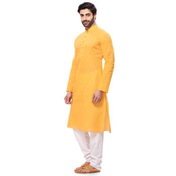 Men's Handloom Yellow Kurta Pyjama 2