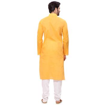 Men's Handloom Yellow Kurta Pyjama 3