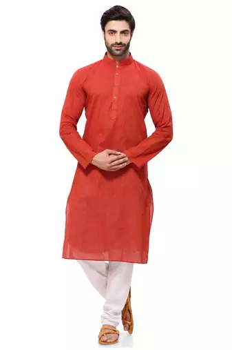 Men's Handloom Red A Kurta Pyjama