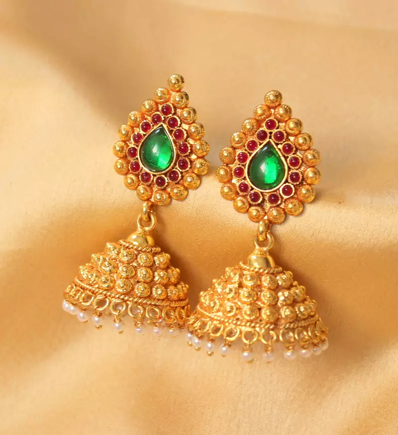 Beautiful Antique Designer Kemp Green Jhumkka 