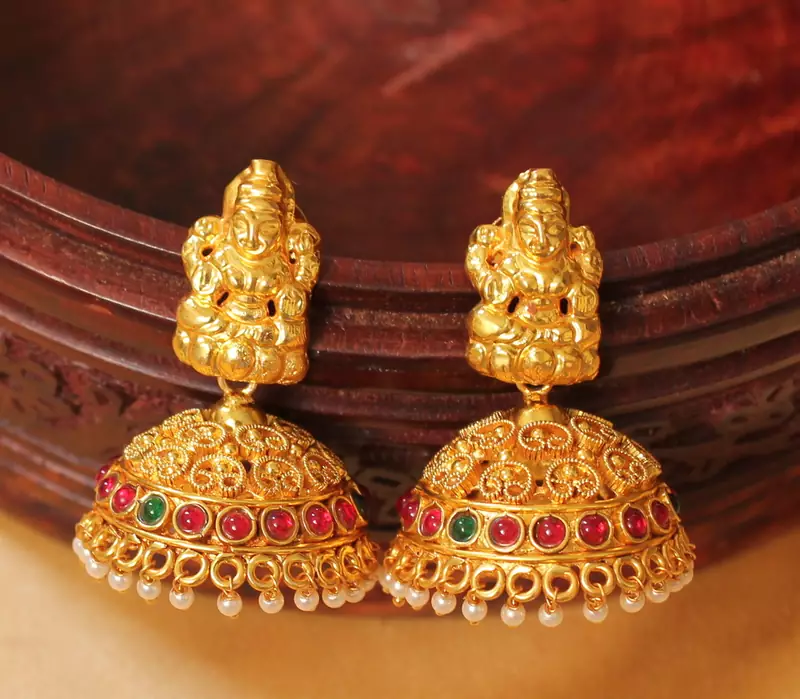 DIVINE ANTIQUE DESIGNER KEMP-GREEN LAKSHMI JHUMKKA-DJ02087