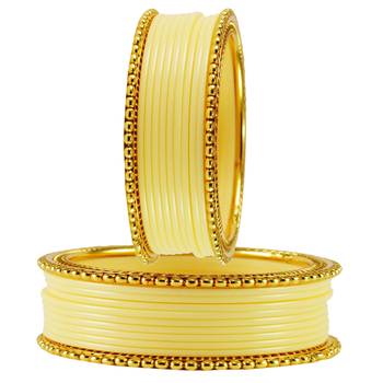 Extra Large Size  Brass & Acrylic Bangles Color Cream 2